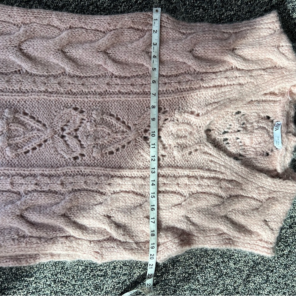 Zara Blush Pink Wool Alpaca Cable Knit Sweater - Picture 7 of 9